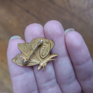 Vintage Miriam Haskell Gold Tone Butterfly Brooch